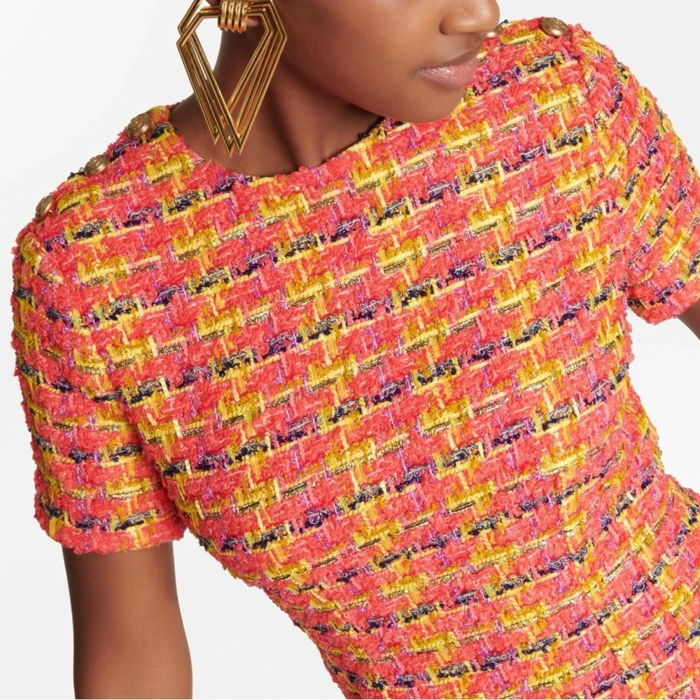 Gucci Neon Lame Tweed Fuchsia & Yellow NWT (detached) - Picture 5 of 10